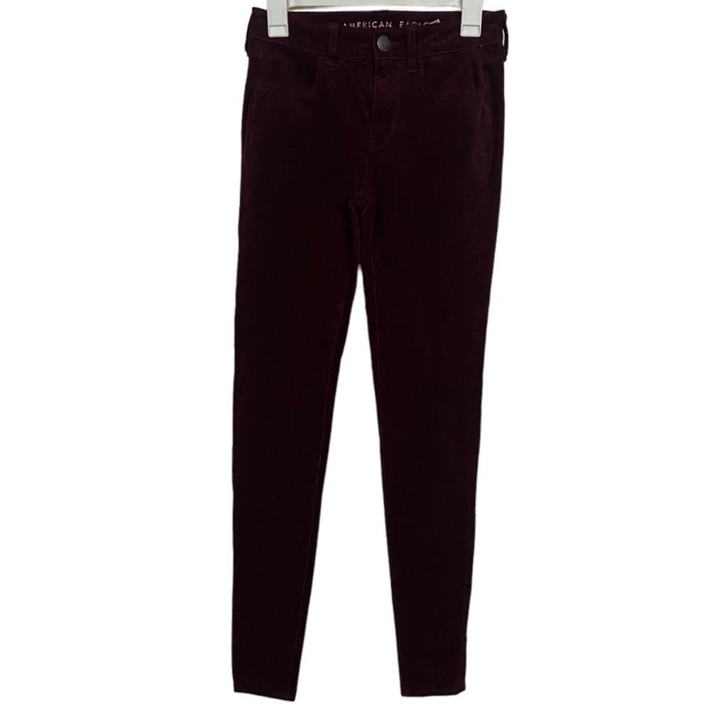American Eagle Burgundy High Waisted Skinny Jeans